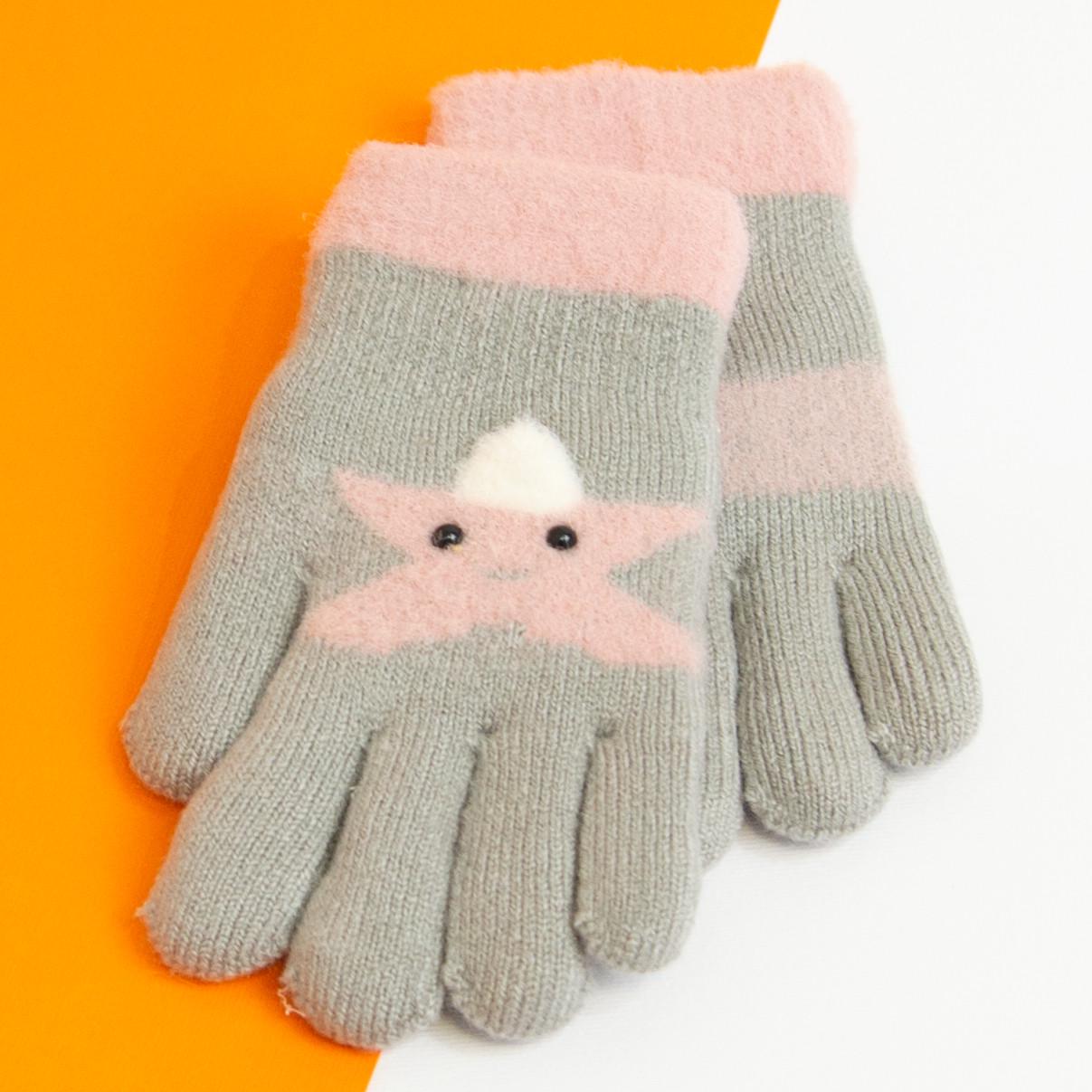 Перчатки детские для мальчиков и девочек зимние с подкладкой на 2 - 3 - 4 года Серый (20-25-14)