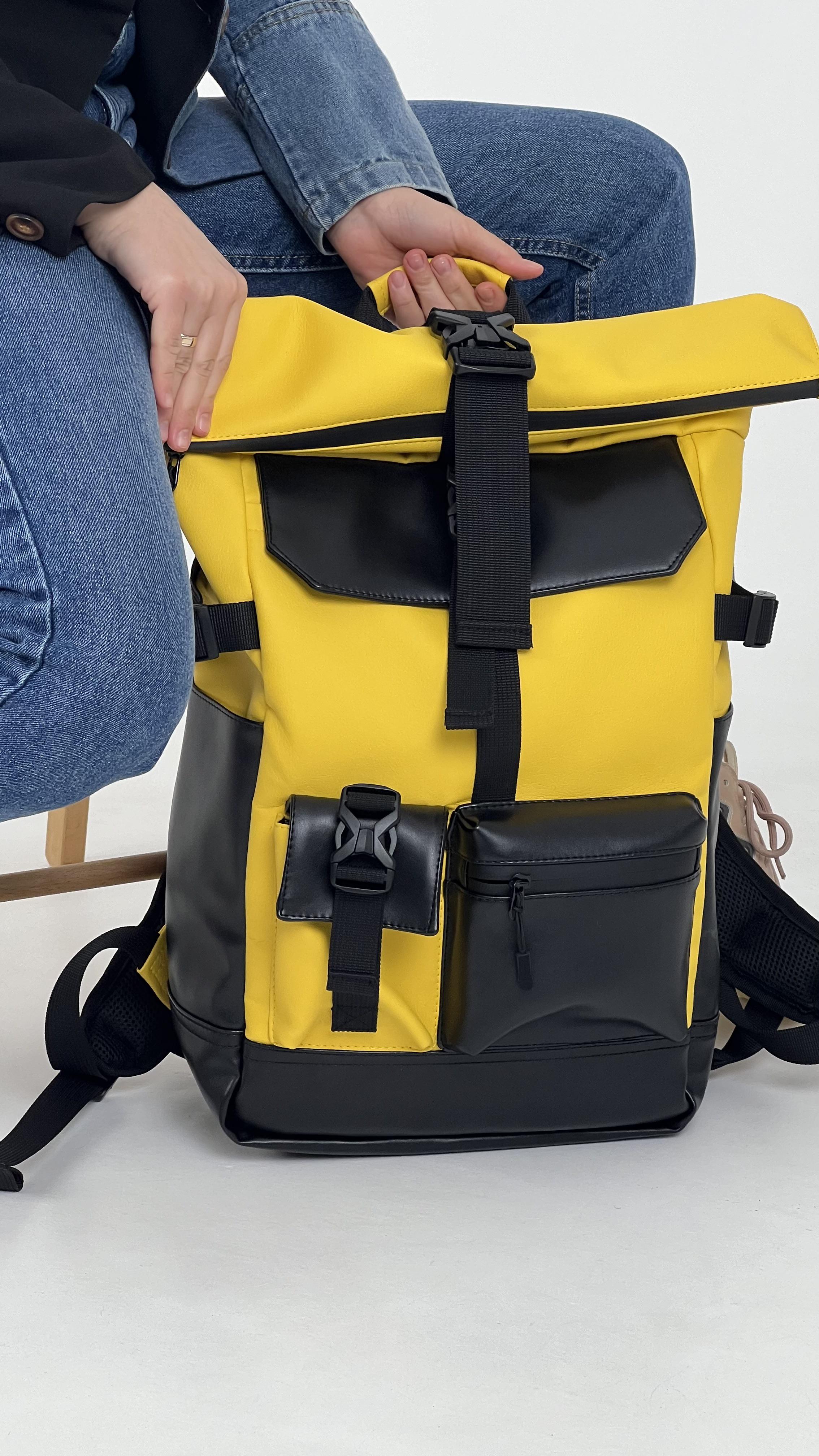 Рюкзак Tobeyou Rolltop для ноутбука из экокожи 25 л Желтый (418448268)