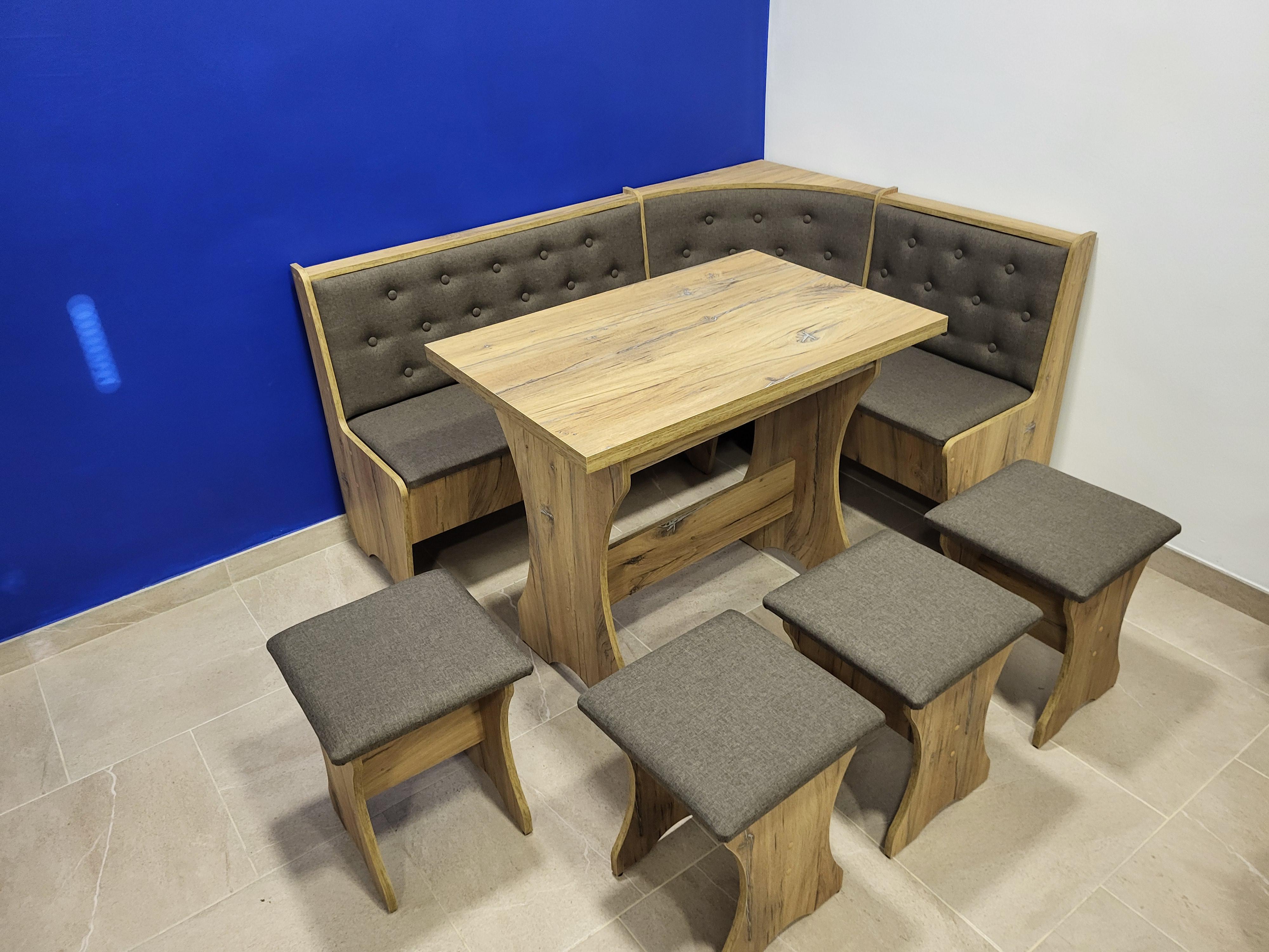 Кухонный уголок Семейный со столом и 4 табурета 113,5х153,5 см Дуб Флагшток/Дорандо (KSTTTT-DF-D)