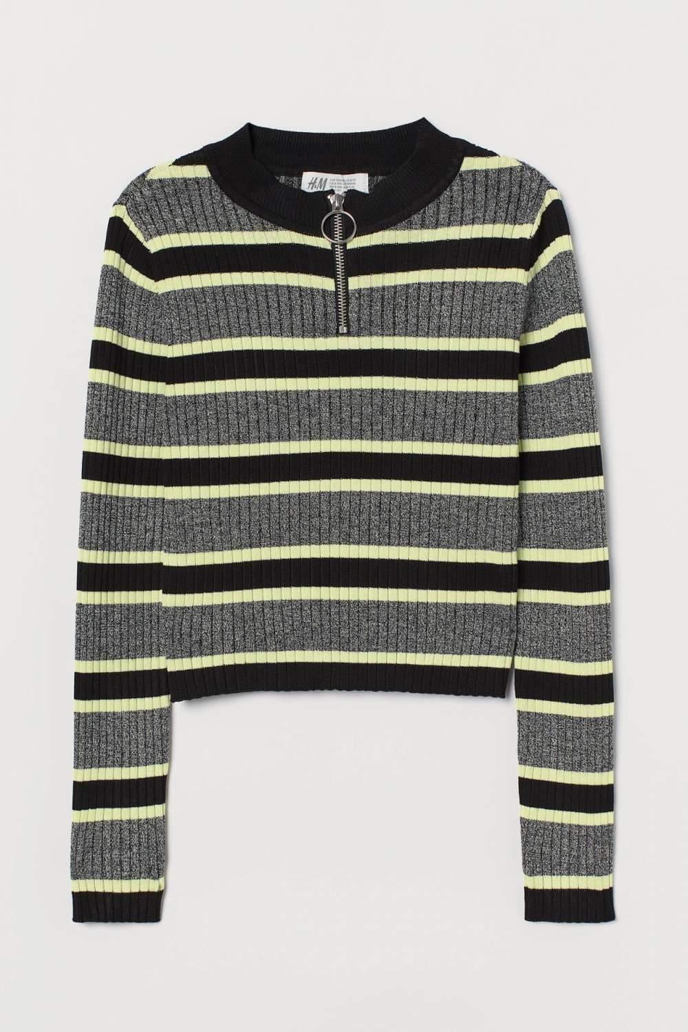 Гольф підлітковий для дівчинки H&M 146-152 см Чорний із салатовим (01281)