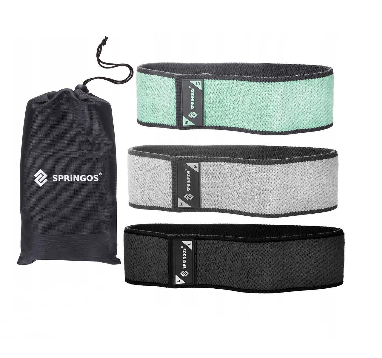 Резинка для фітнесу та спорту Springos FA0112 Hip Band 3 шт. тканинна