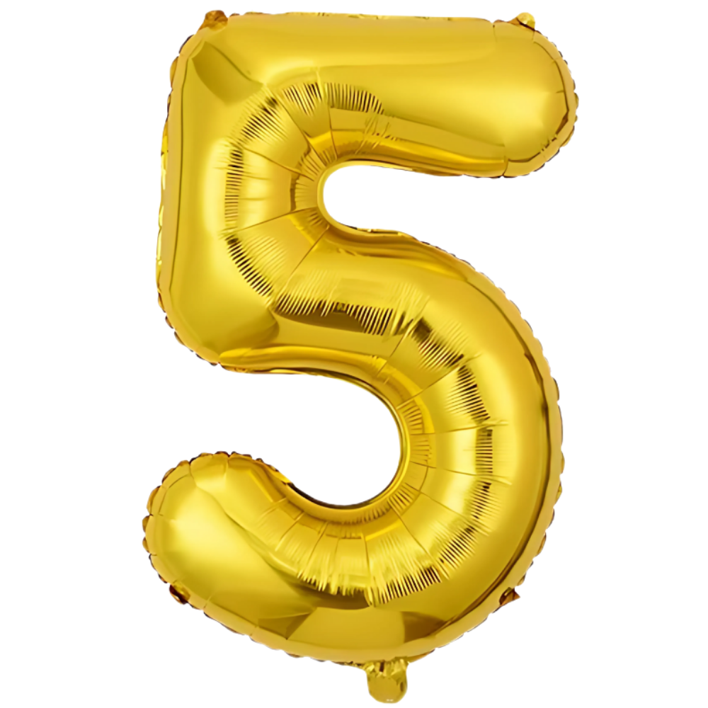 Повітряна куля у вигляді цифри 5 фольгована святкова для дня народження/ювілеїв/річниць 40" Золотий Повітряна куля у вигляді цифри 5 фольгована святкова для дня народження/ювілеїв/річниць 40" Золотий