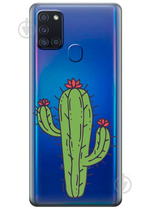 Силиконовый чехол iSwag для Samsung Galaxy A21s Тропический кактус (KS2771)