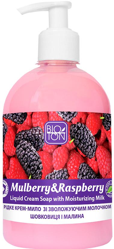 Крем-мыло жидкое Bioton Cosmetics Шелковица/Малина с увлажняющим молочком дозатор 500 мл (13452)