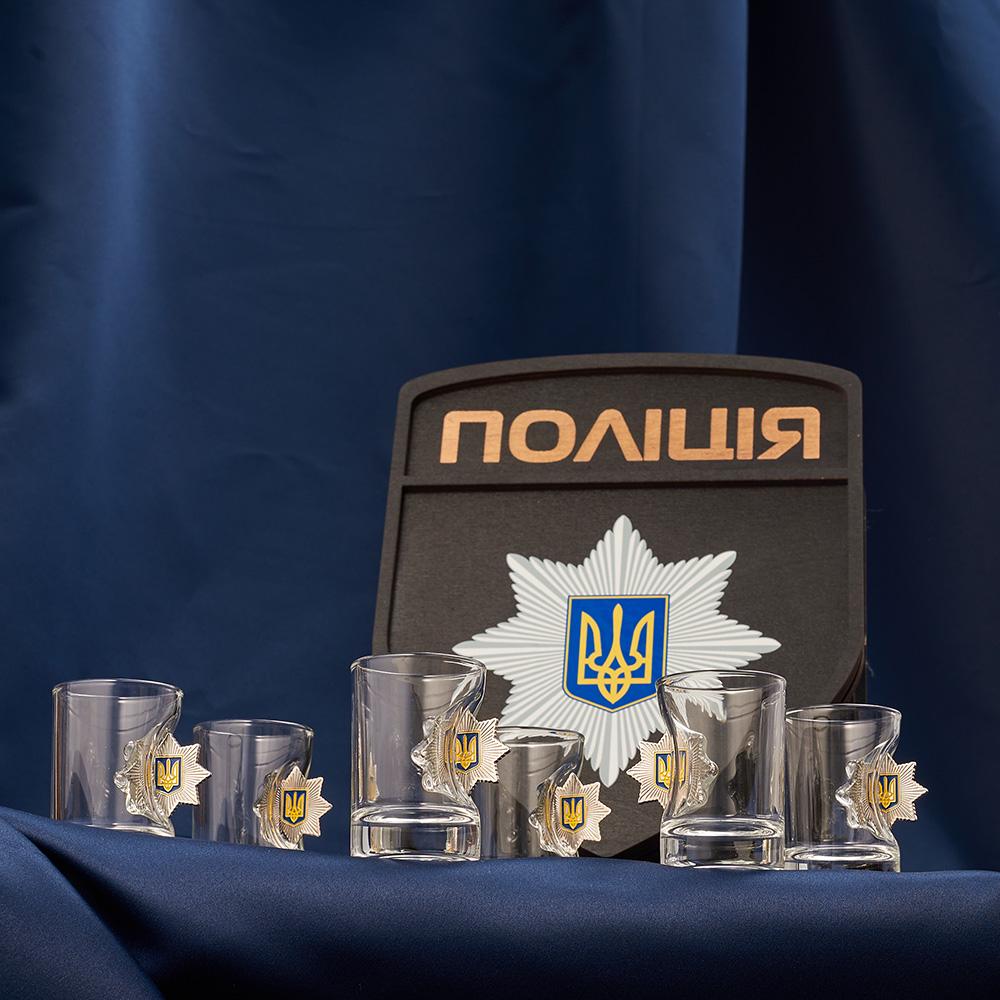 Подарочный набор рюмок с шевроном Полиция маленький (28421191)