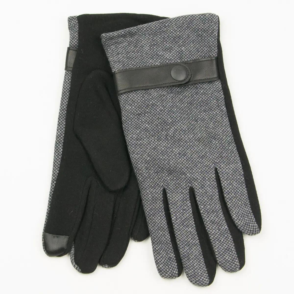 Перчатки мужские трикотажные на плюше S Черно-серый (№19-22-2)