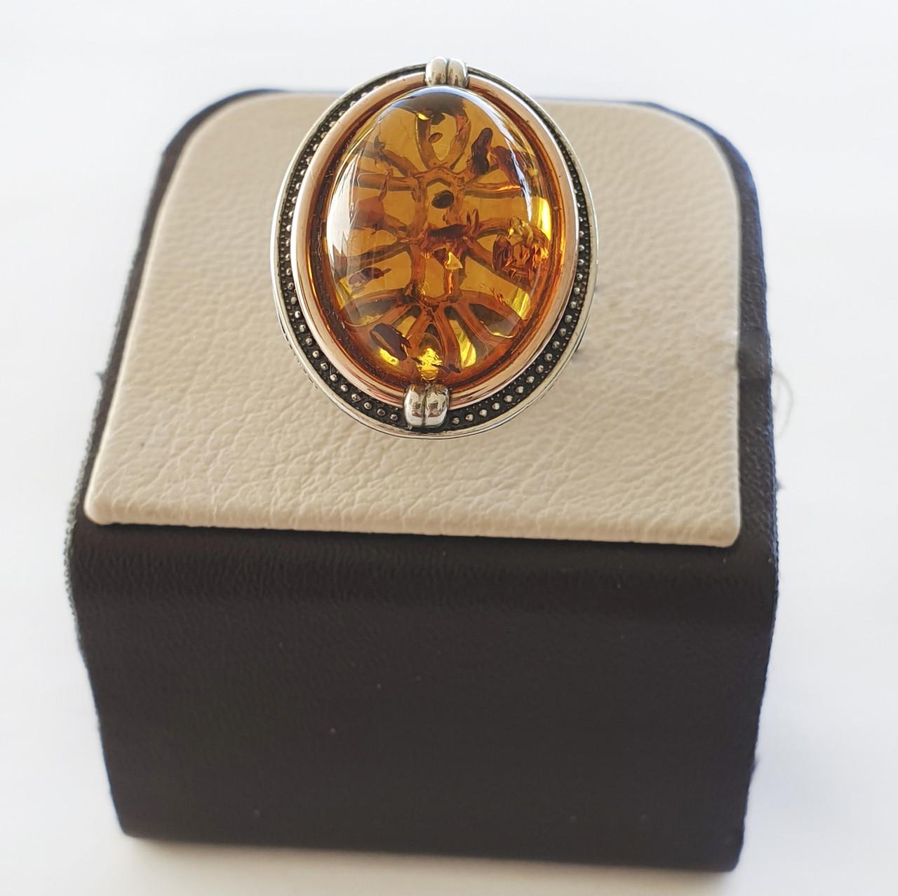 Кольцо серебряное с янтарем р. 17,5 8,85 г (1649923333)