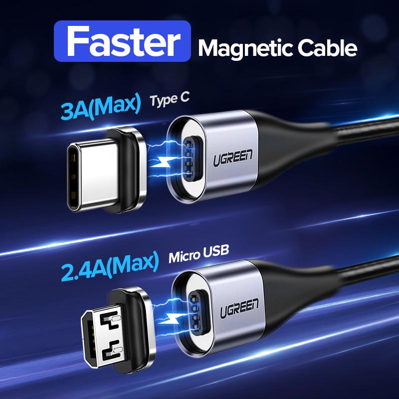 Магнитный кабель USB Type-C Ugreen для зарядки и передачи данных 1 м Черный - фото 3