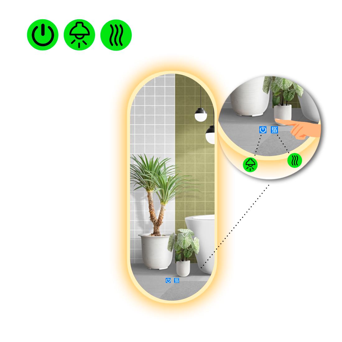 Зеркало с LED подсветкой Portale 3 с двумя сенсорами и подогревом 200x80 см (Portale3-122)