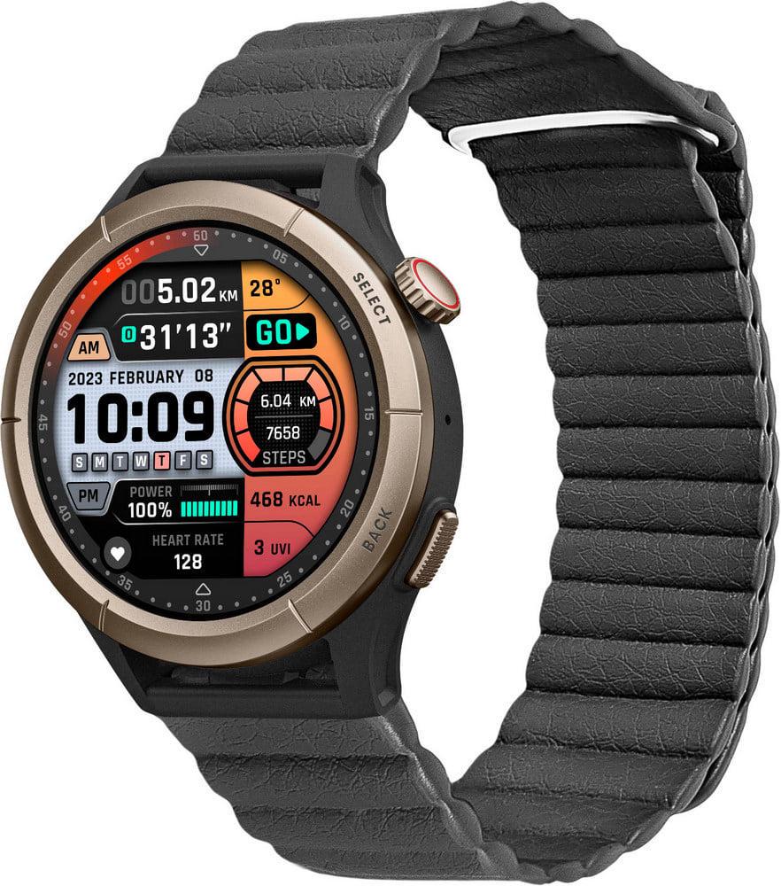 Ремешок кожаный Genis для Amazfit Cheetah Round/Cheetah Pro Black (38448-2B)