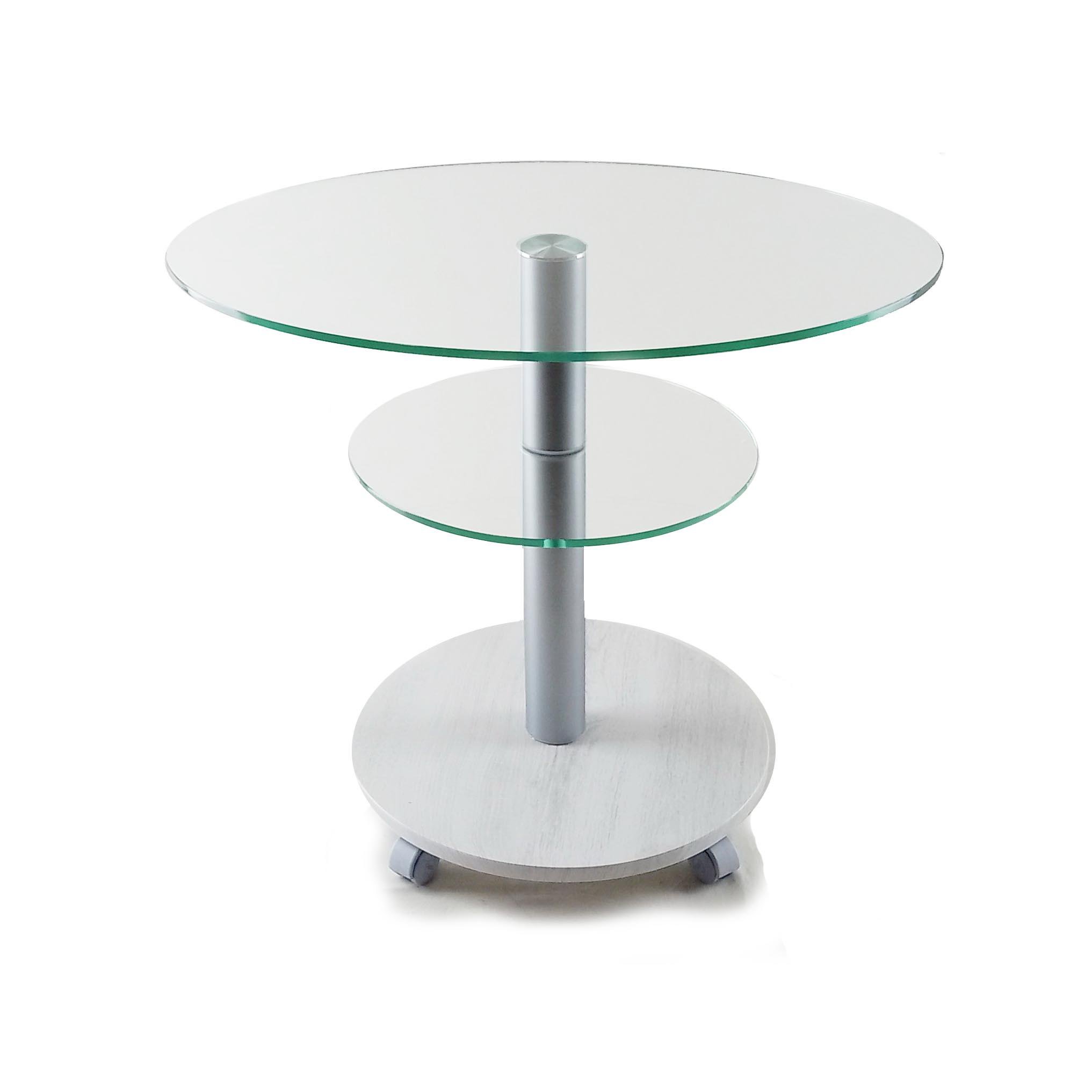 Стол журнальный стеклянный Commus Bravo Light O clear-sosnak-alm60 Белый (433820244) Стол журнальный стеклянный Commus Bravo Light O clear-sosnak-alm60 Белый (433820244)