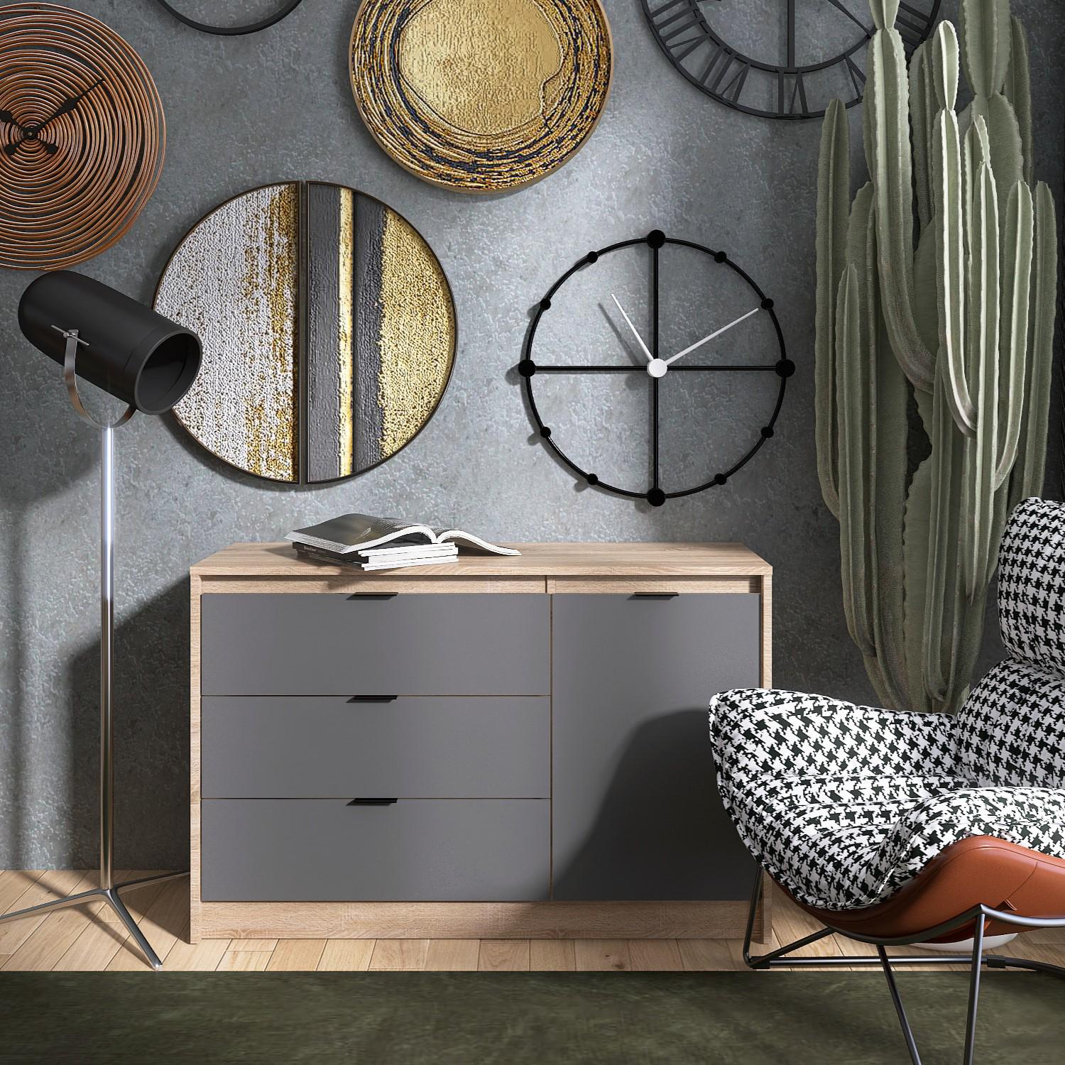 Комод Everest Сити 1150 1152х380х746 мм Сонома/Графит (11414) - фото 3 Комод Everest Сити 1150 1152х380х746 мм Сонома/Графит (11414) - фото 3