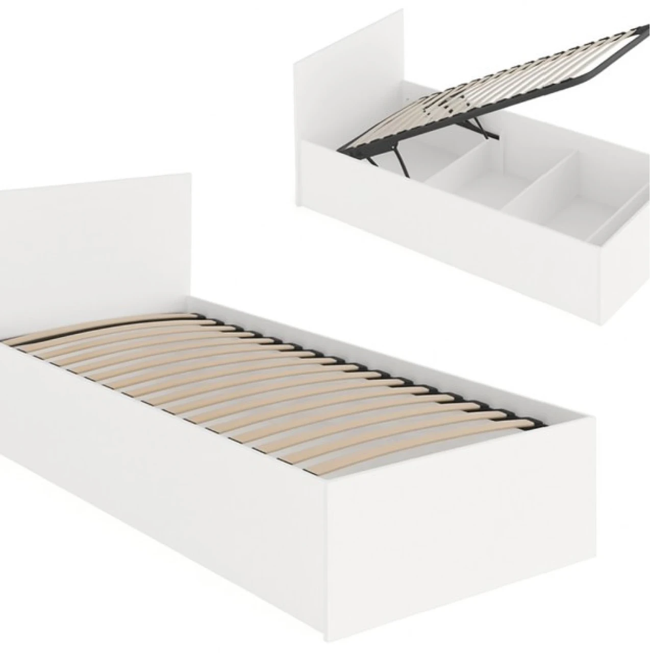 Ліжко односпальне Мебель-Сервіс Bruklin з ламелями 90х200 см Білий (28553746) - фото 3 Ліжко односпальне Мебель-Сервіс Bruklin з ламелями 90х200 см Білий (28553746) - фото 3