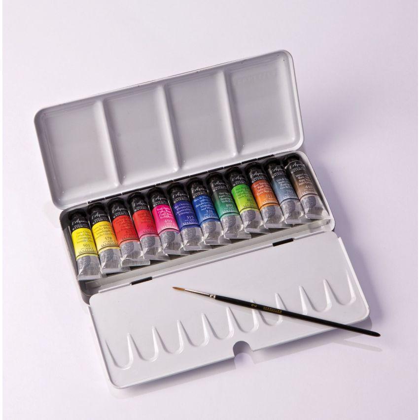 Набор акварели L'Aquarelle Sennelier пенал-палитра 1 кисточка 12 туб по 10 мл