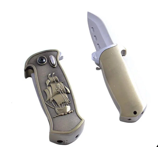 Зажигалка газовая с ножом турбо пламя Пиратский корабль №4585-3 (10519)
