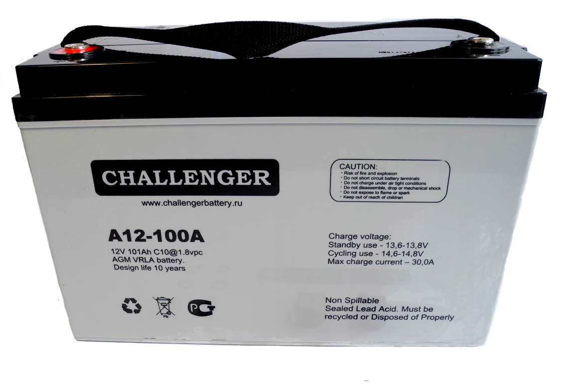 Акумулятор свинцево-кислотний CHALLENGER A12-100 12V/100 Ah AGM для ДБЖ 12 В 100 Аг (00-00011124)