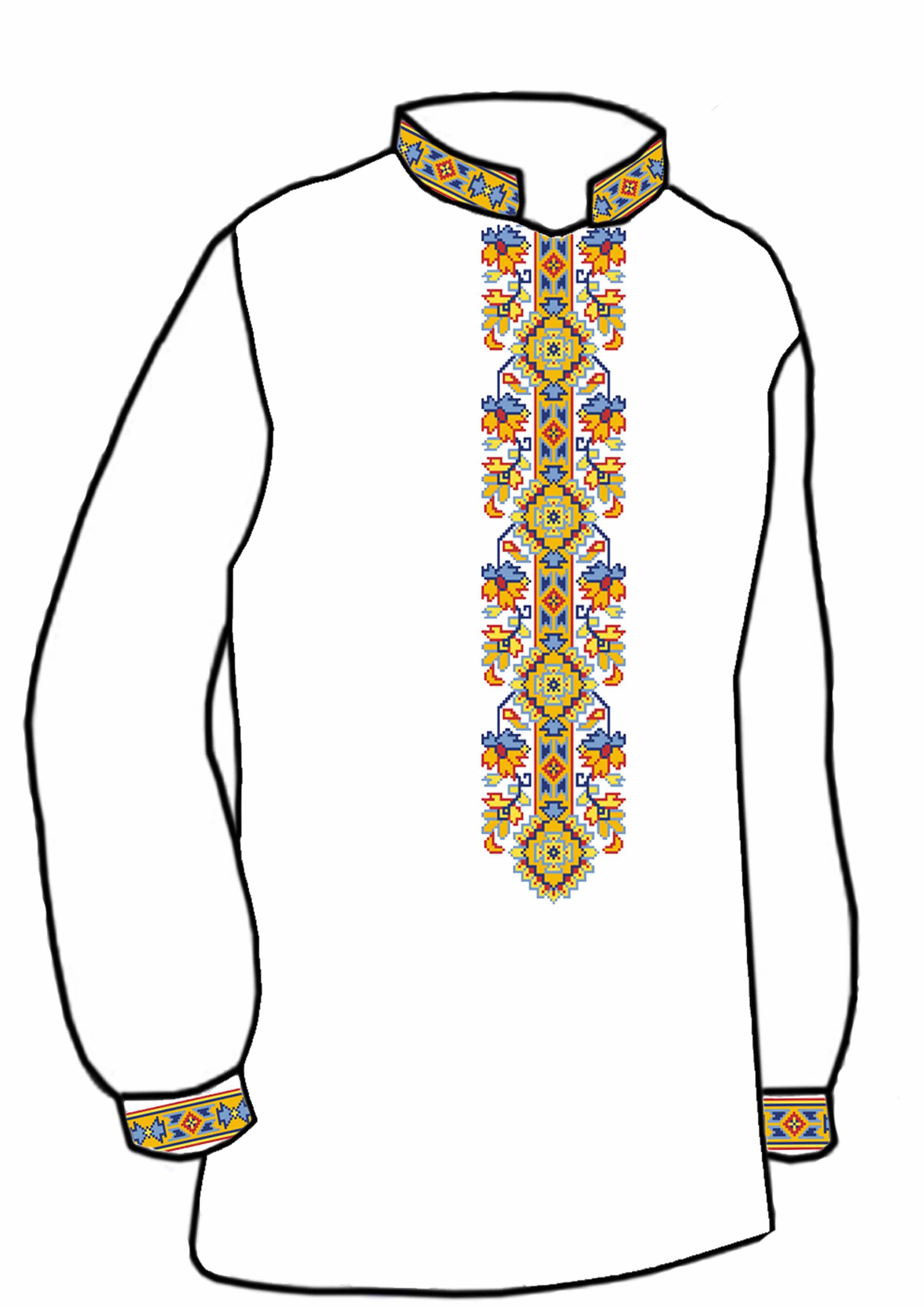 Заготовка для вышивки нитями или бисером/рубашка мужская не пошитая СЧД-202 домотканное полотно