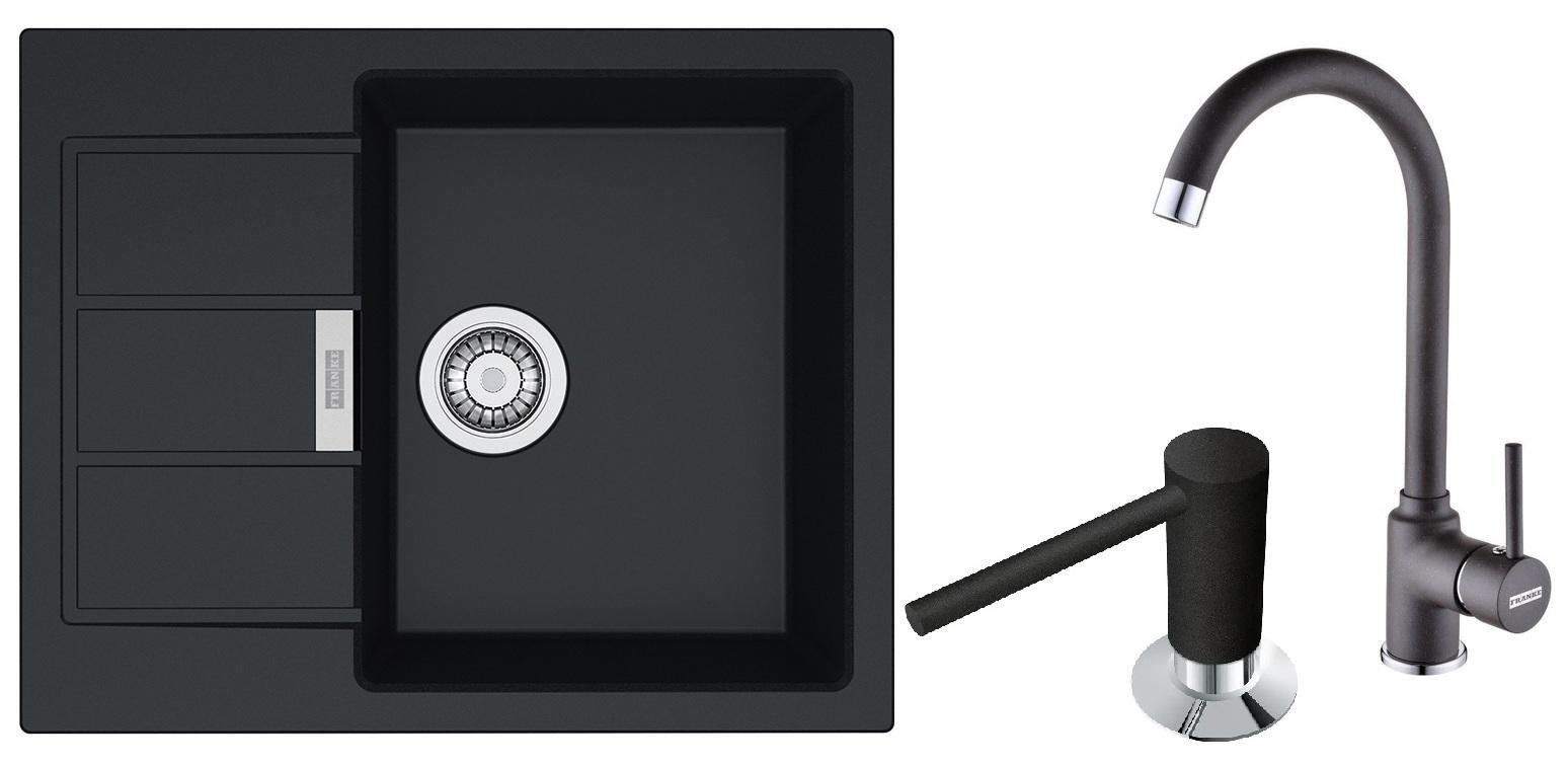 Комплект из кухонной мойки Franke Sirius 2.0 S2D 611-62 кухонного смесителя Franke Pola и дозатора моющих средств Franke Comfort (37105)