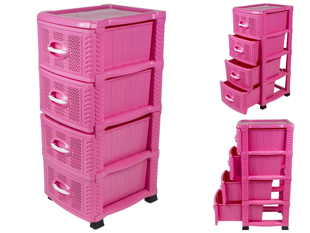 Комод 4-ярусний 39х47х92 см Рожевий (MCS-BK071-6)