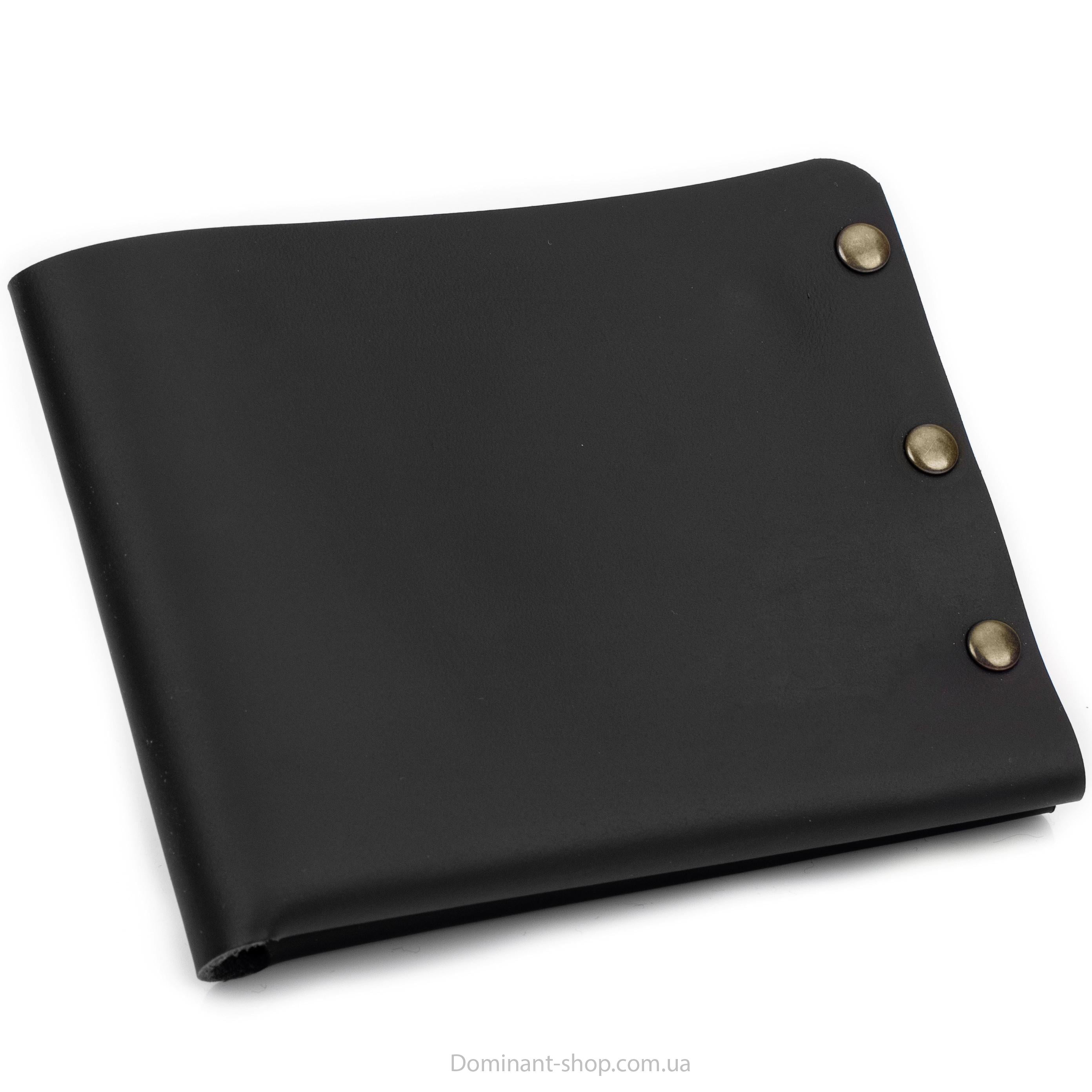 Кошелек кожаный NORB на заклепках с фиксацией на кнопке Черный (11683623)