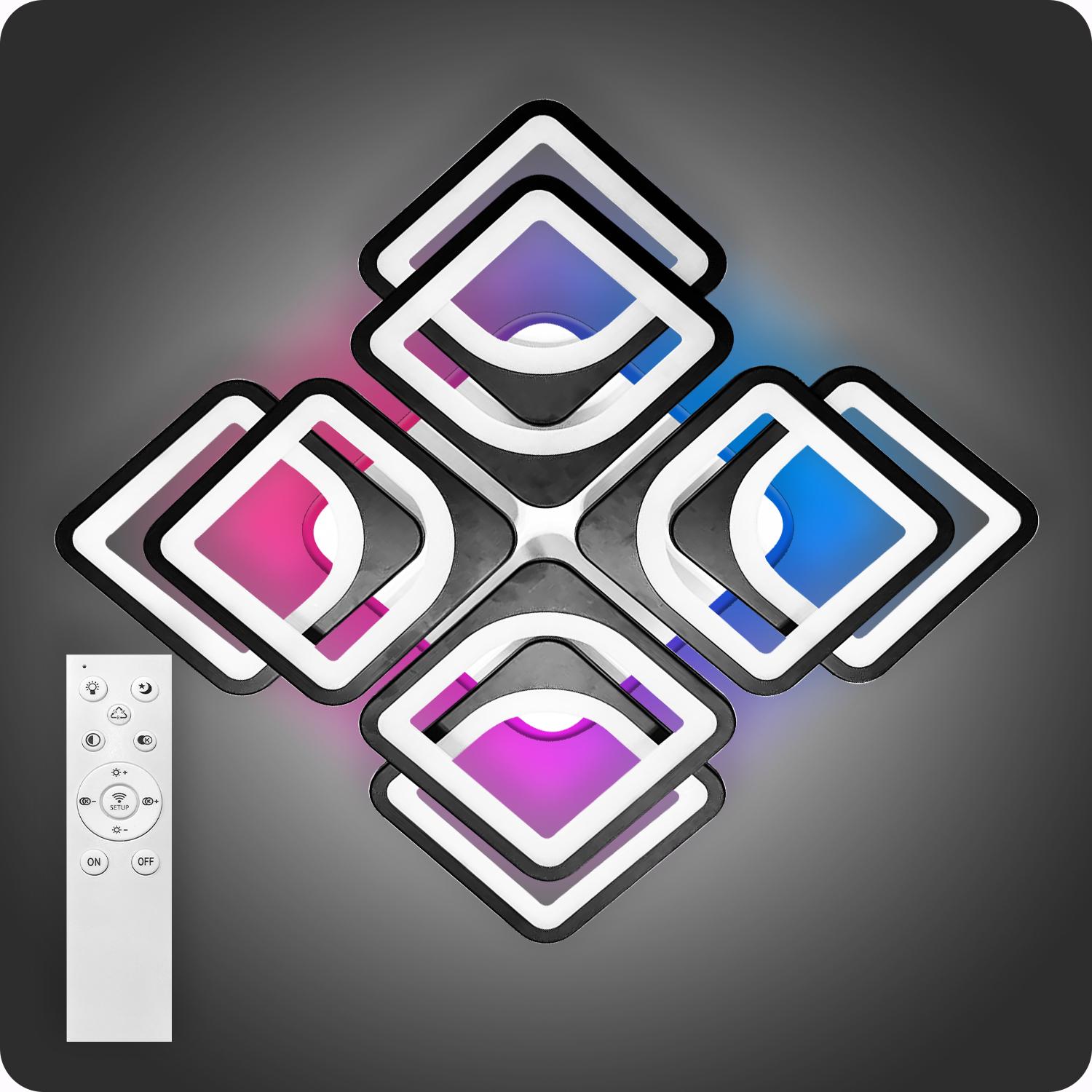 Люстра світлодіодна 517 Light 3color з пультом 192 Вт Чорний (01404) - фото 1 Люстра світлодіодна 517 Light 3color з пультом 192 Вт Чорний (01404) - фото 1