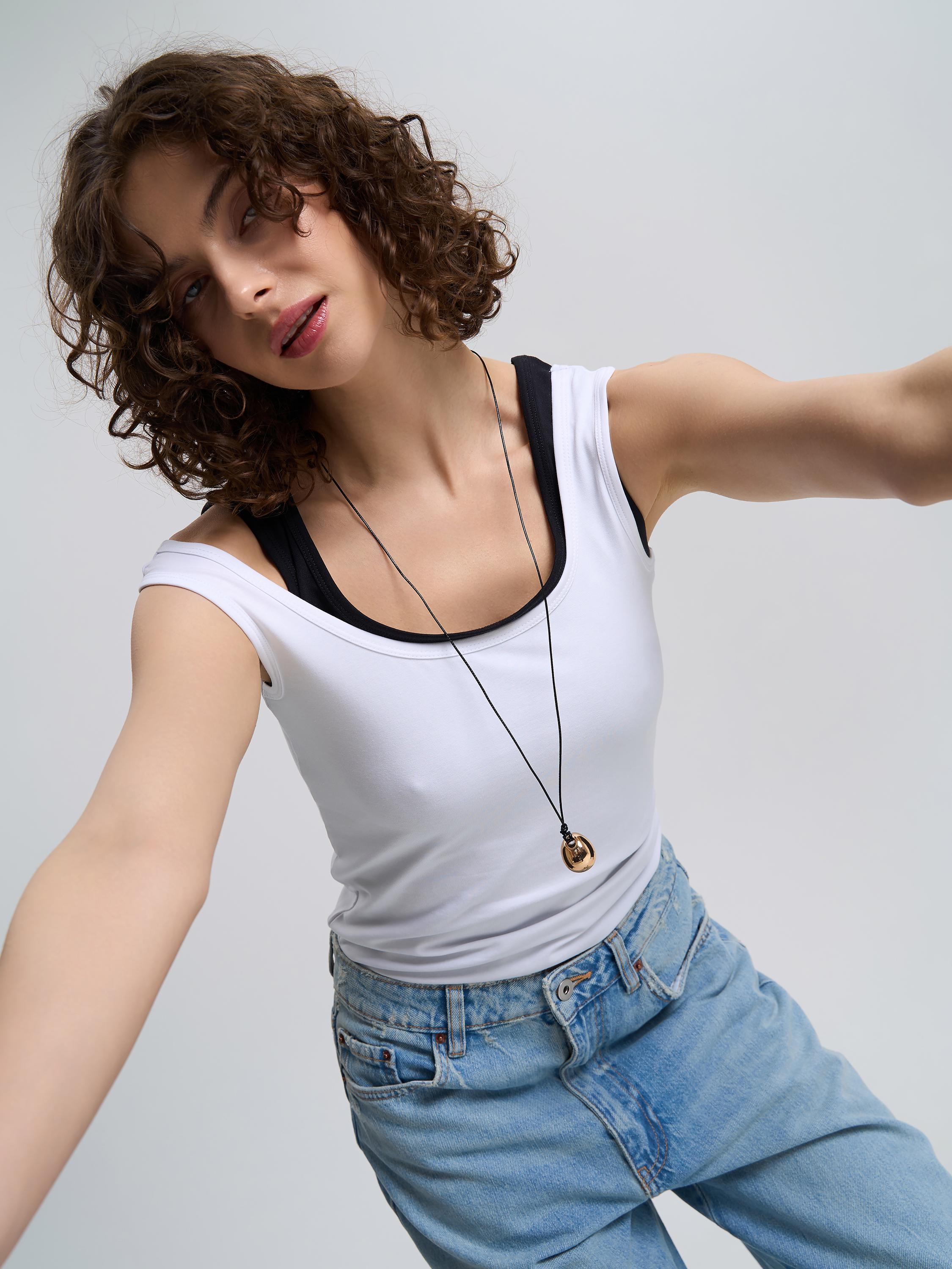 Майка женская на широких бретелях ROZA 200126 XS Белый (4824005700101) - фото 7 Майка женская на широких бретелях ROZA 200126 XS Белый (4824005700101) - фото 7