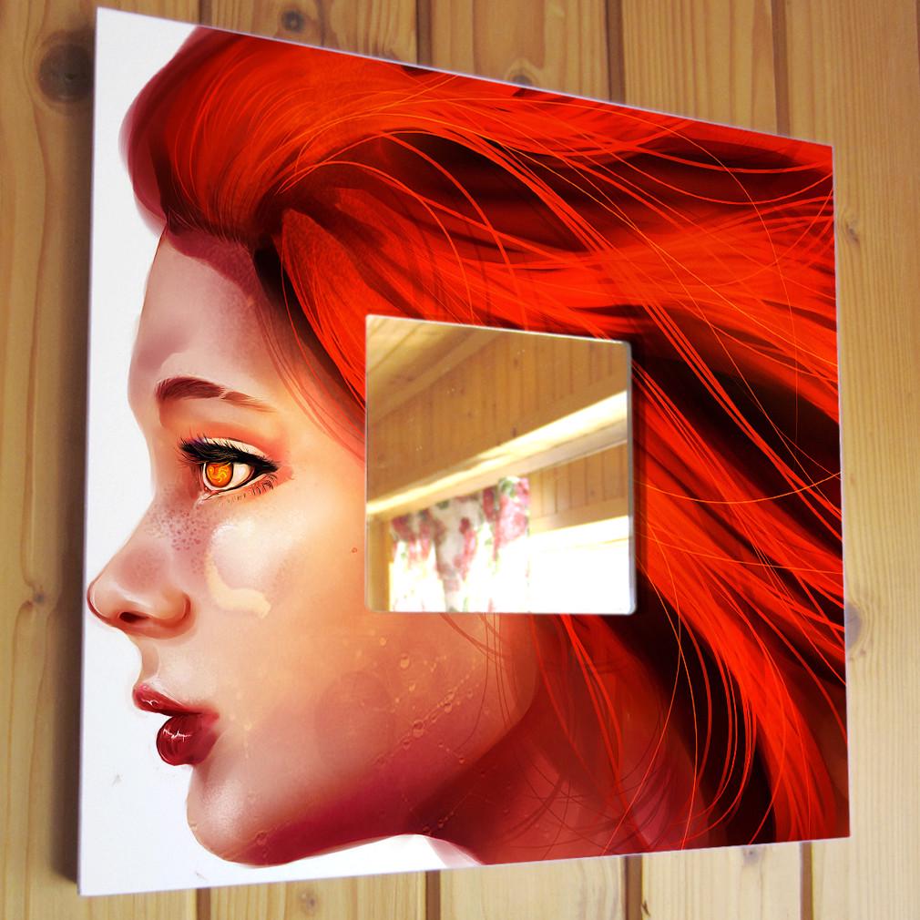 Зеркало декоративное Девушка с рыжими волосами 260х260 мм (M00600)