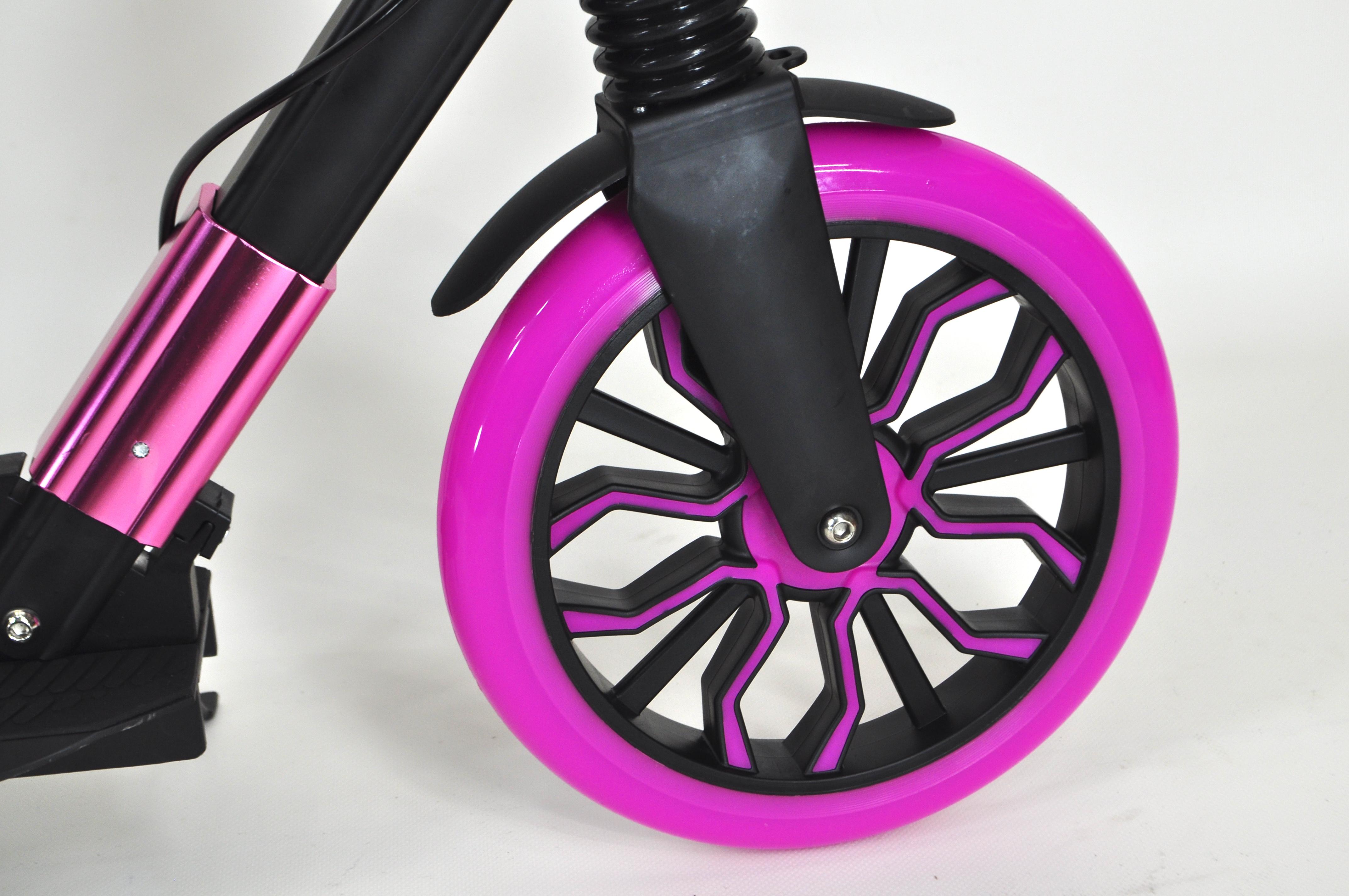 Самокат двухколесный Maraton Cardinal с дисковым тормозом и подногой Черный с розовым - фото 11