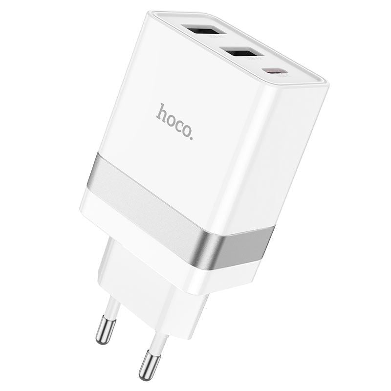 Сетевое зарядное устройство Hoco N21 Pro Tourer 2USB+Type-C 30W QC3,0 Белый