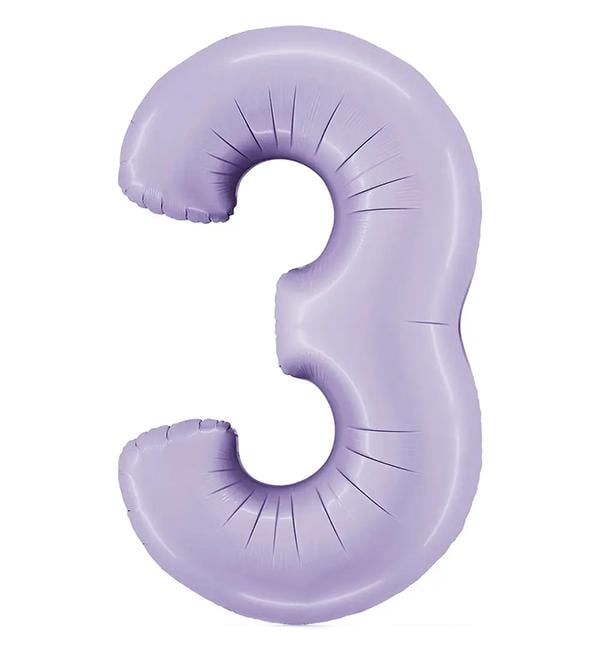 Шарик Цифра 3 100 см Лавандовый сатин (135447) - фото 1 Шарик Цифра 3 100 см Лавандовый сатин (135447) - фото 1