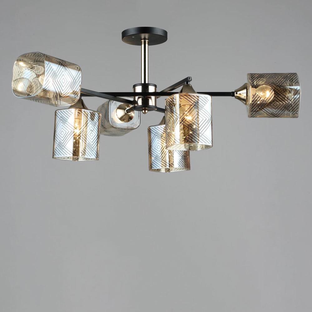 Люстра потолочная Lighthouse SRS-19482/6 BK+FGD Черный/Золотой/Янтарный
