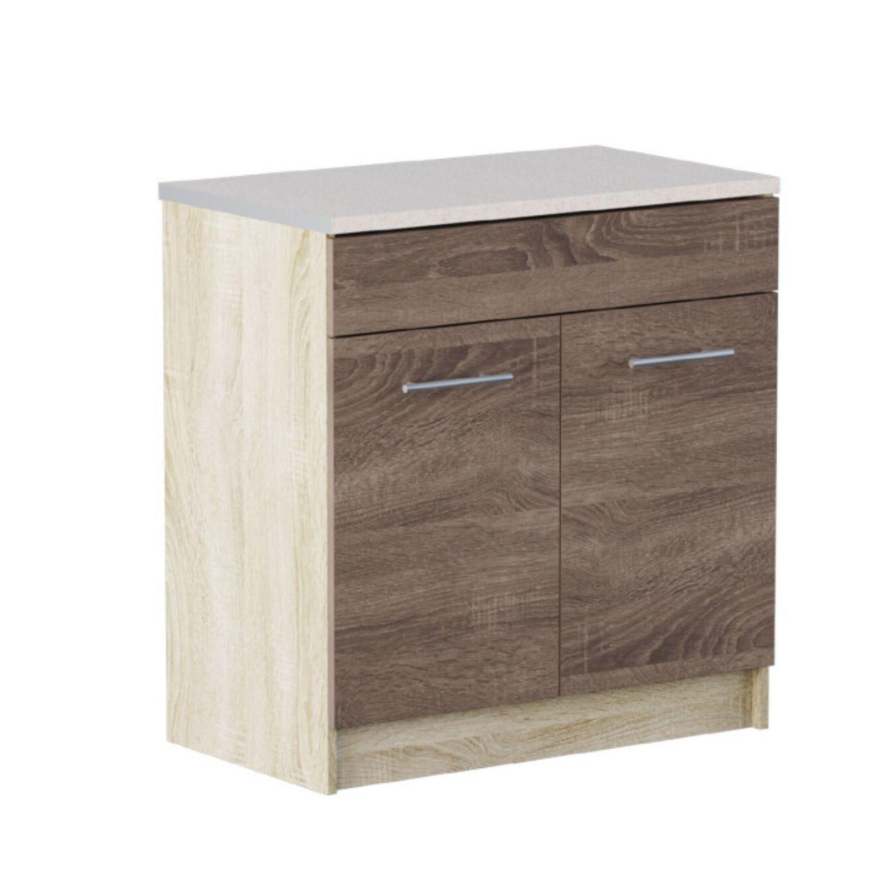 Кухня секция без столешницы Эверест Эко 80 Низ Мойка 800х456х820 мм Сонома/Трюфель (eko-351)