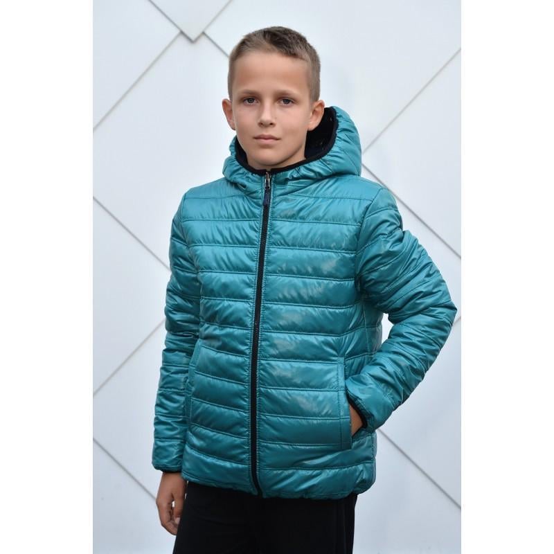 Куртка для мальчика демисезонная двухсторонняя 116 см Бирюзовый с синим (1773477838)