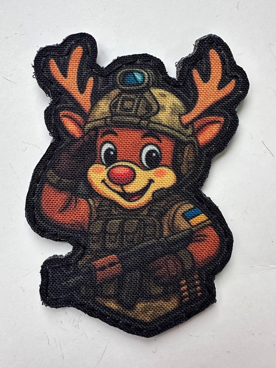 Шеврон Олень с ПНБ и автоматом фигурный на липучке (OLENI_PNB)