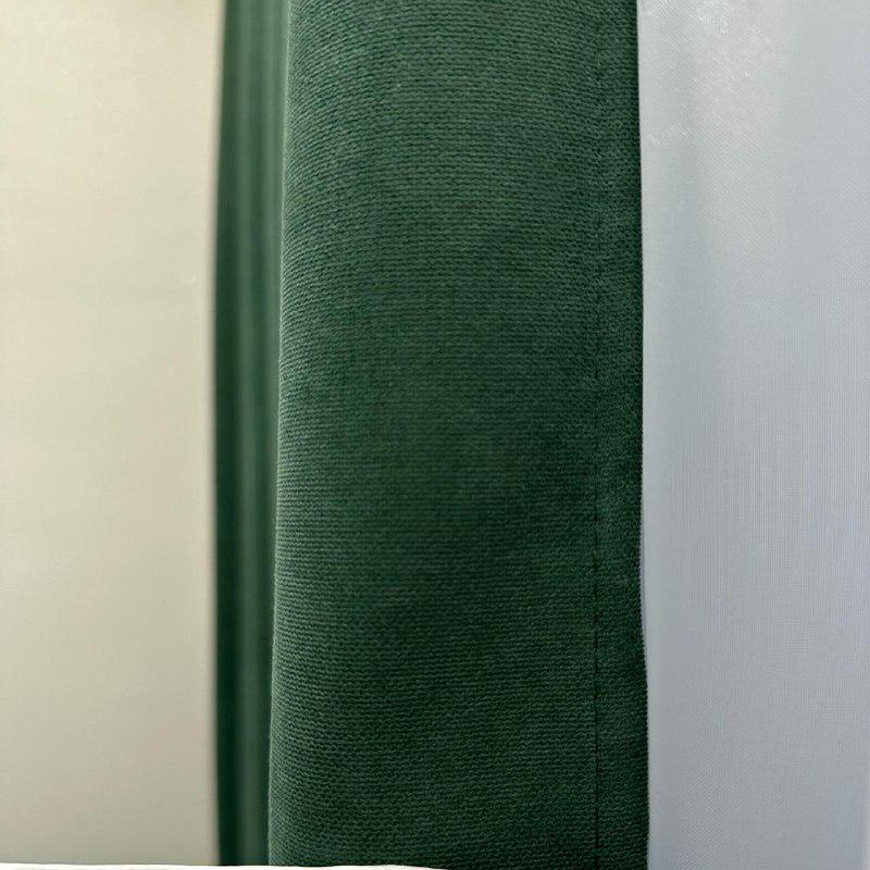 Комплект штор микровелюр 2 шт. 1,5х2,7 м готовые на шторной тесьме 6 см Зеленый (petek-V589) - фото 4 Комплект штор микровелюр 2 шт. 1,5х2,7 м готовые на шторной тесьме 6 см Зеленый (petek-V589) - фото 4