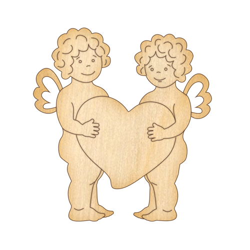 Заготовка из фанеры №104 Ангелочки и сердце (5568)