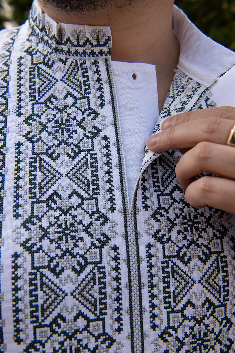 Вышиванка мужская льняная с длинным рукавом 5XL Белый (2567594584) - фото 2