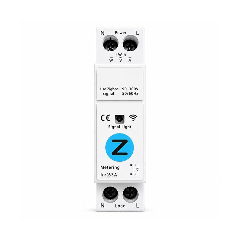 Выключатель умный ZigBee со счетчиками/таймером 1P+N 63A 230V Smart Life/Tuya (TY-TWM-Z)