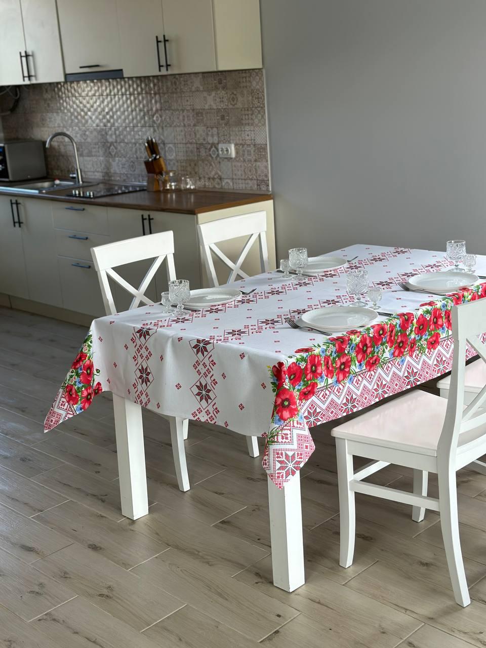 Скатерть гладью в национальном украинском стиле №3 хлопок 300x150 см (40053-p5)