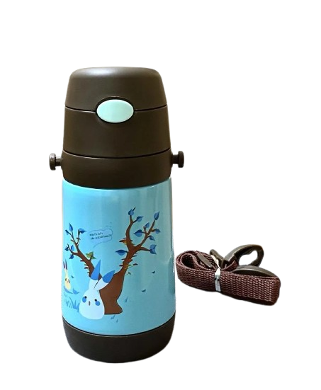 Термос-поилка детская Stenson MT-2090-50 с трубочкой 350 мл Коричнево-синий (2771969100)