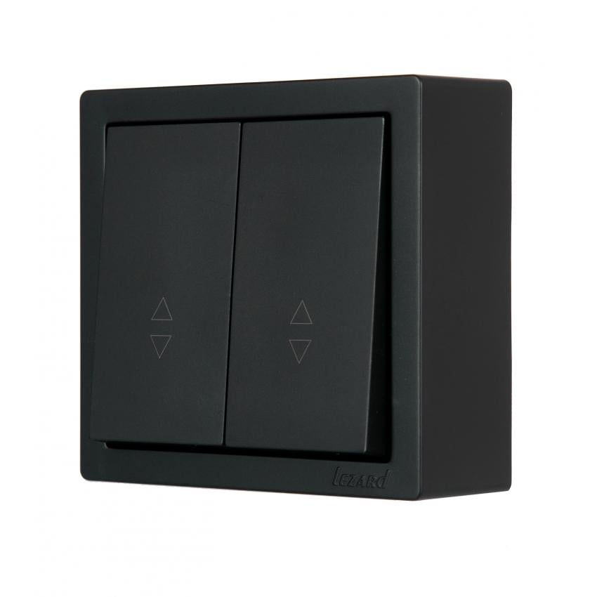 Вимикач двоклавішний Lezard Leto прохідний Антрацит (752-4200-106)