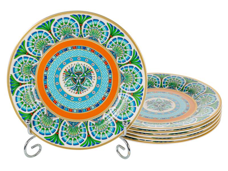 Набор из шести фарфоровых тарелок Lefard Velazza 922-106 19 см Сине-зеленый