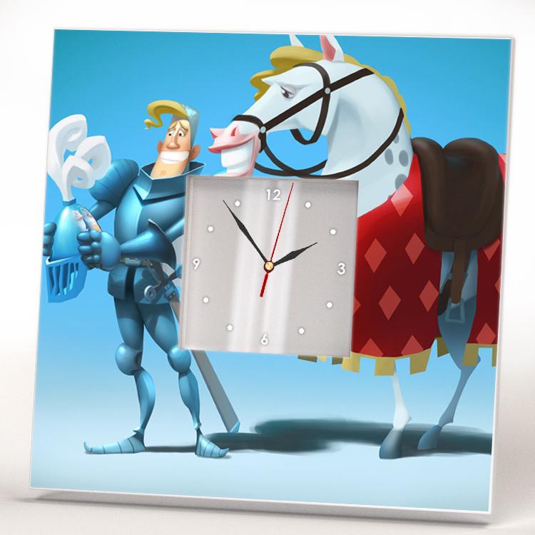 Часы Рыцарь с белым конем 260x260 мм (C03653)