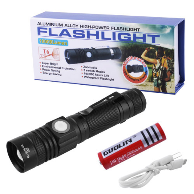 Фонарь ручной 8518 на аккумуляторе 18650 со светодиодом Т6 (2031)