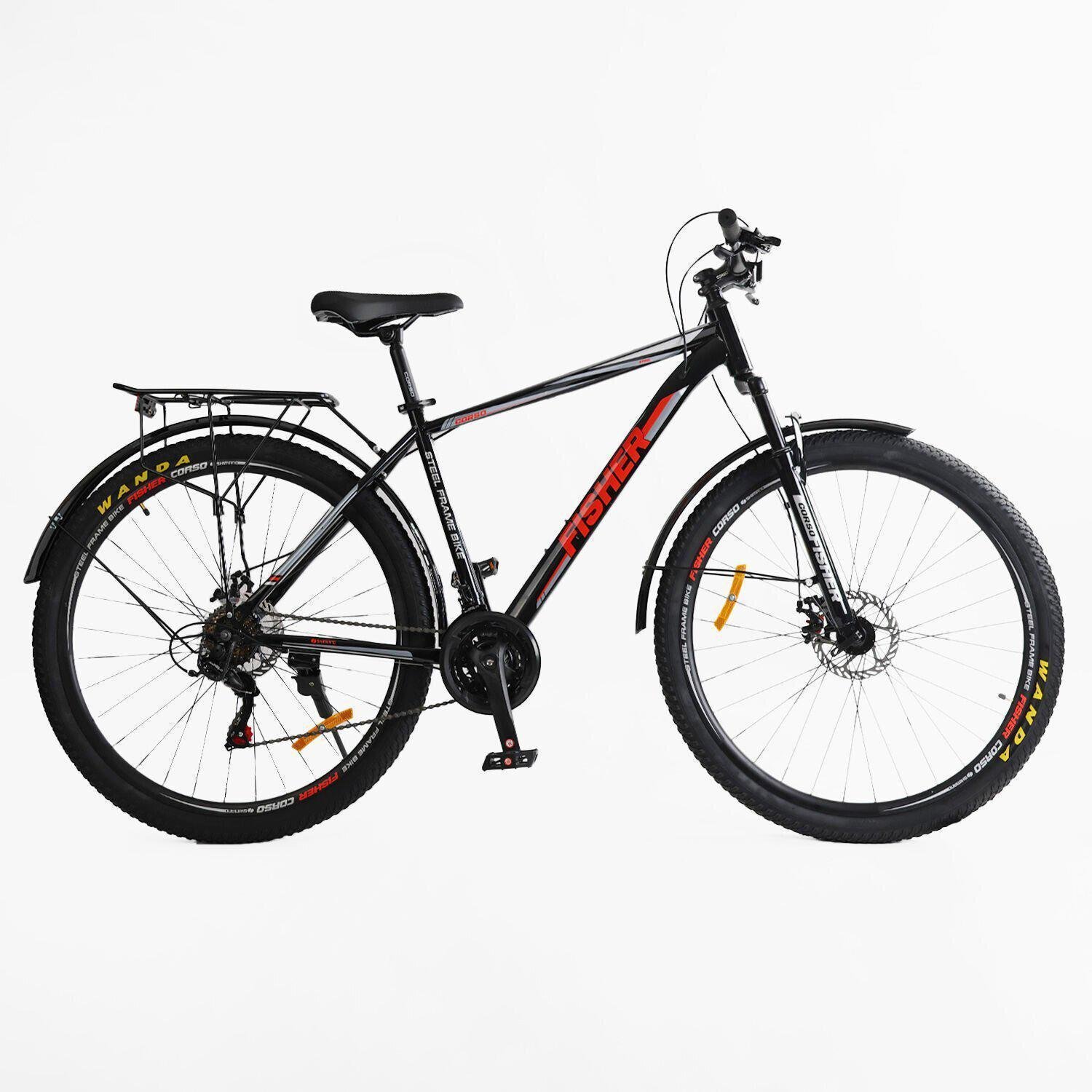 Велосипед горный Corso Fisher 29" с багажником рама 19" Красный - фото 1