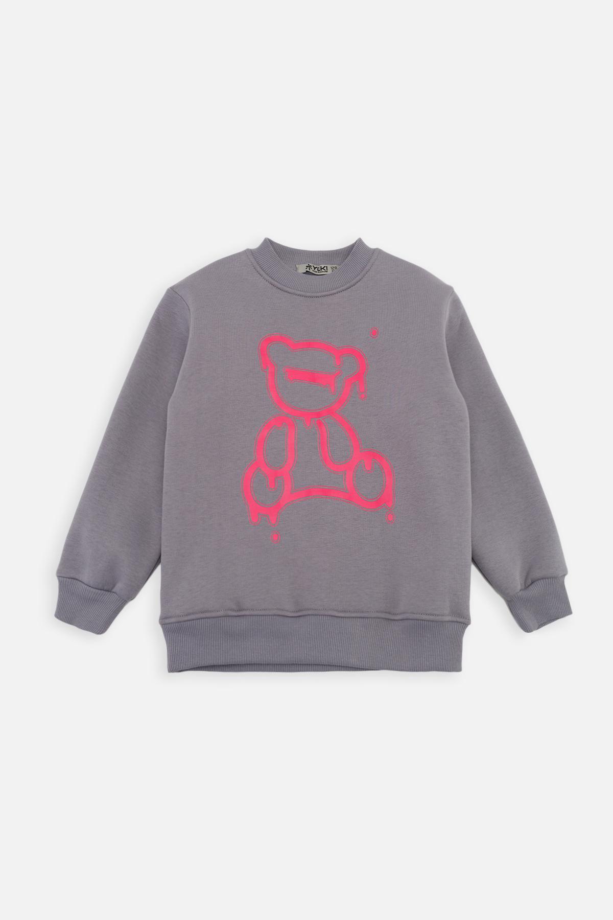 Свитшот для девочки ЦБ-00261366 128 см Серый (28576374)