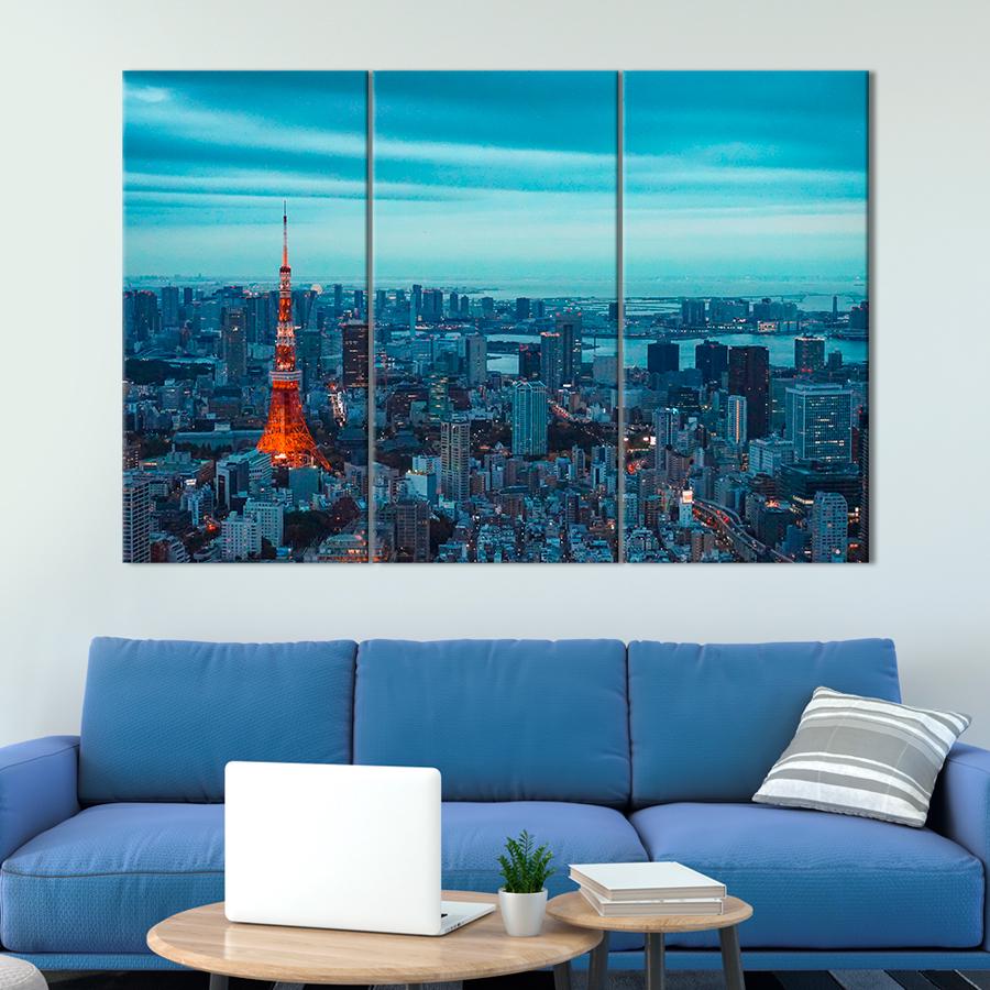 Картина город Вечер в Токио 128x81 см (A737-3)