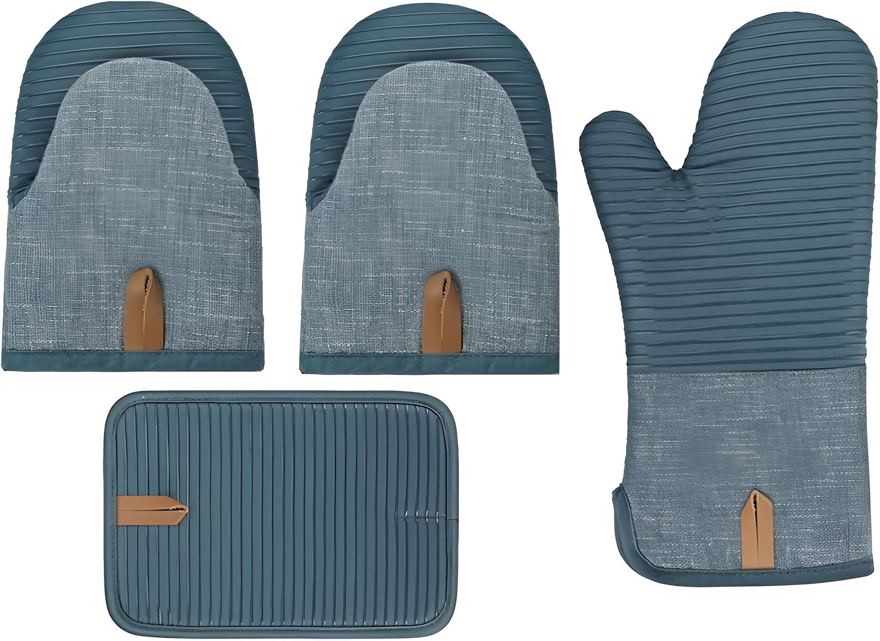 Прихватки з рукавичками Stenson R97411 4 шт. 36,5х23,5 см Синій з сірим (26815843)