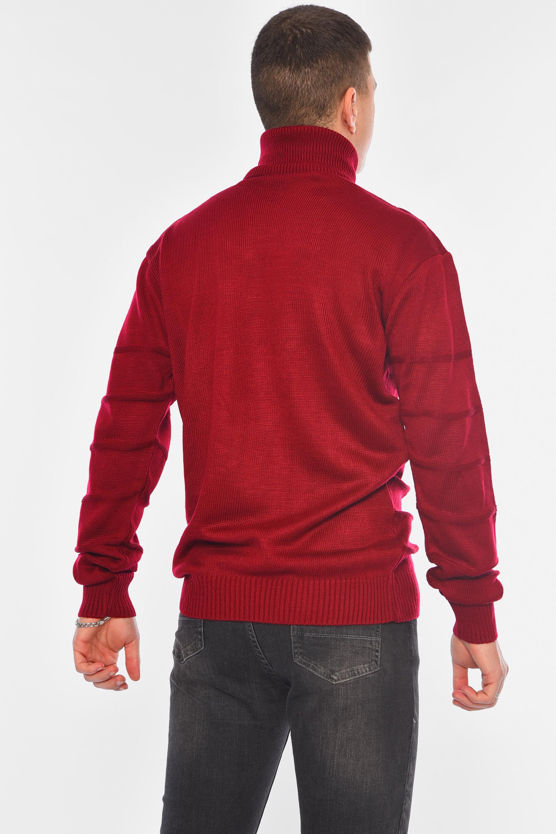 Свитер мужской однотонный M Бордовый (194518) - фото 3