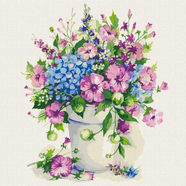 Картина по номерам Идейка Цветы Гармония оттенков 25х25 см в термопакете (КНО2961-mt)